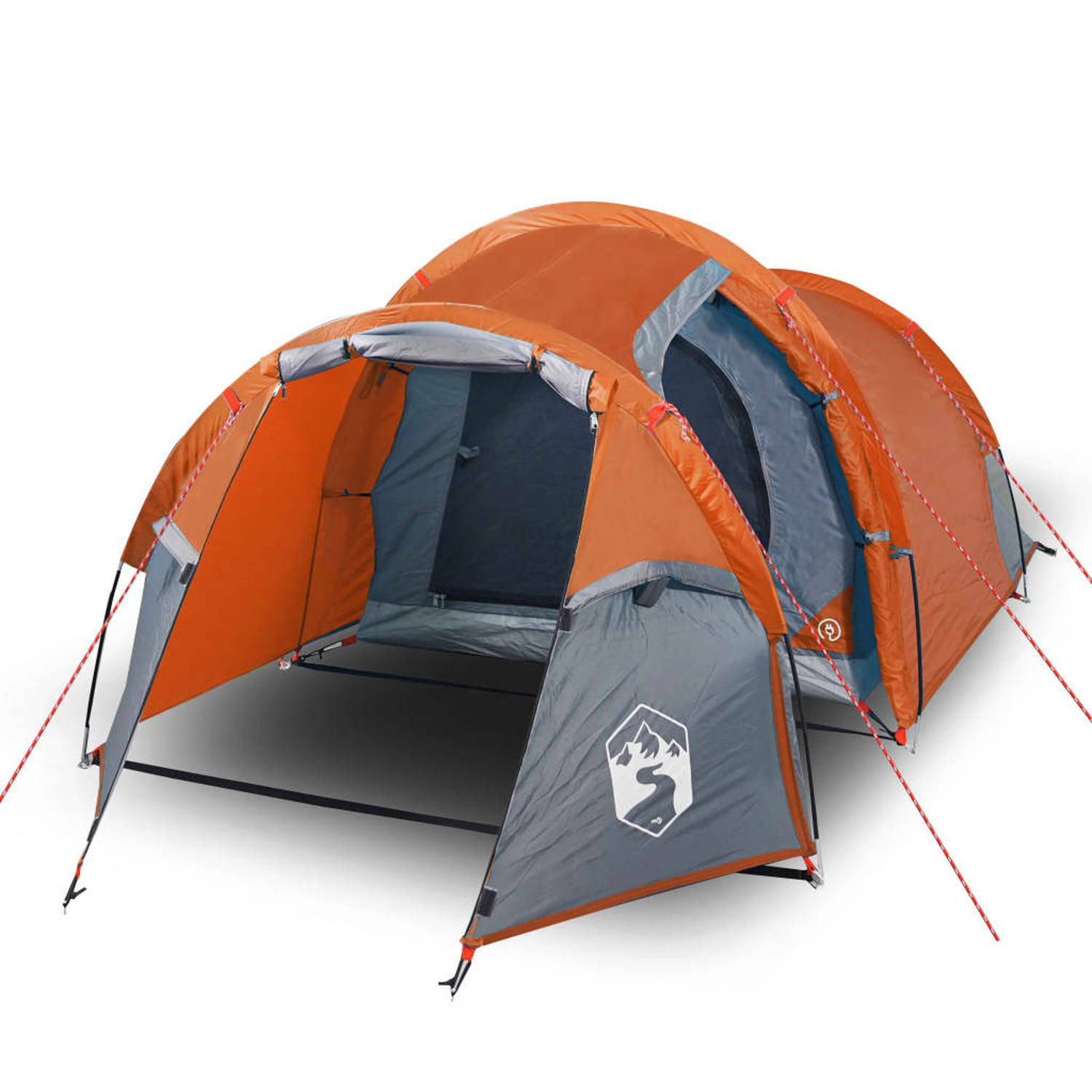 vidaXL Tent 3-persoons 370x185x116 cm 185T taft grijs en oranje