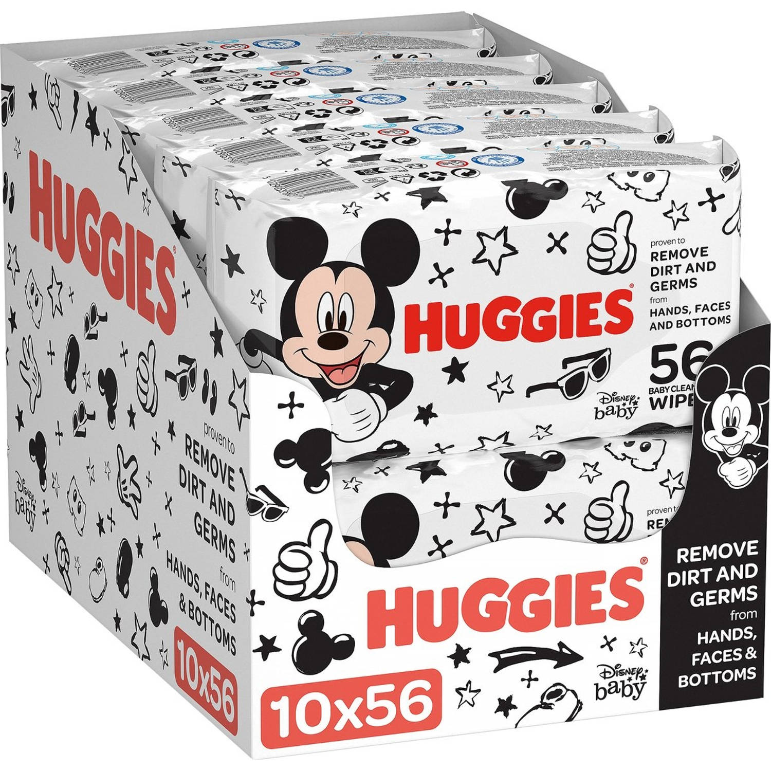 Huggies billendoekjes - Mickey Mouse All Over Clean - 10 x 56 stuks - 560 doekjes - Voordeelverpakking