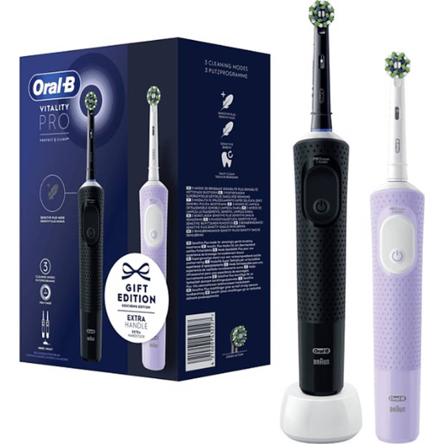 Oral-B Vitality 100 - Duo Zwart en Lila - Gift edition - Elektrische Tandenborstel