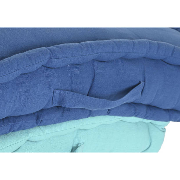 Items Vloerkussen Kenya - 2x - Turquoise - katoen - 60 x 60 x 13 cm - Extra dik grond zitkussen - Vloerkussens
