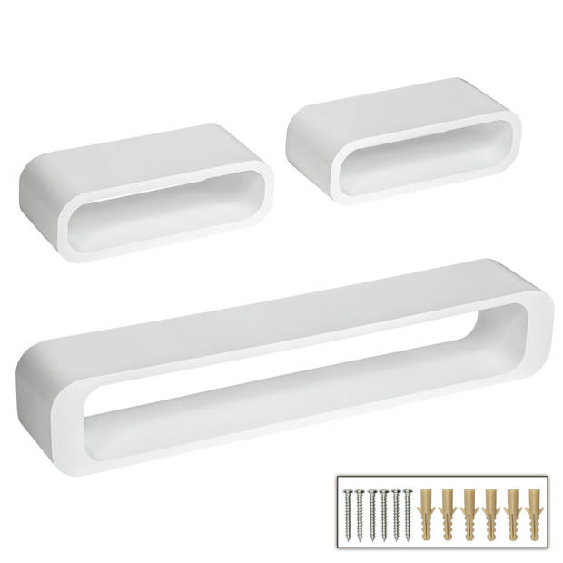 tectake® - wandplanken Liv - Set van 3 - hoogglans MDF – wit - 403188