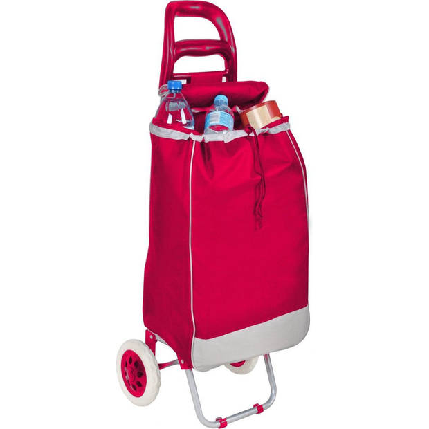 Rode Opvouwbare Trolley Boodschappen Tas Wagen Op 2 Wieltjes – 93 x 44 x 24 cm