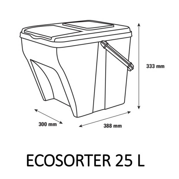 ECO sorter afvalscheidingsset set van 4 stuks van 25 liter