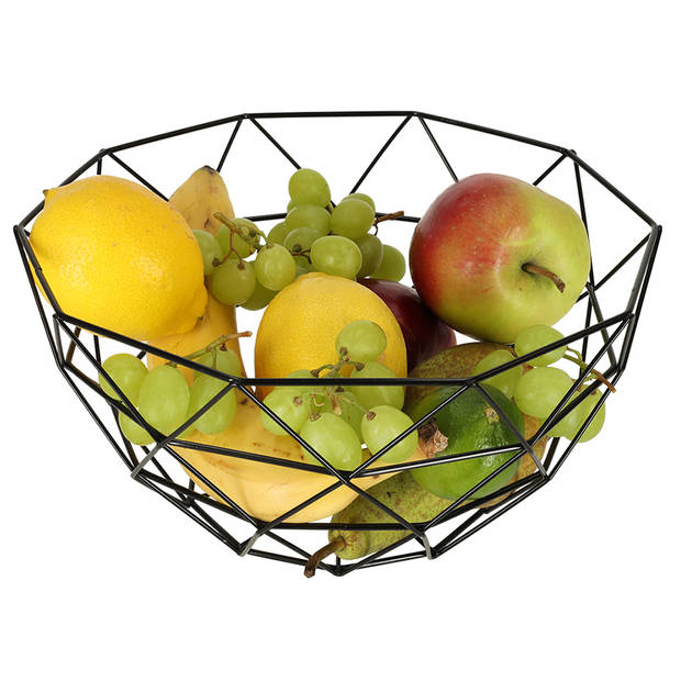 Ikonka Aluminium Fruitschaal 26 cm Zwart - Ronde Fruitmand