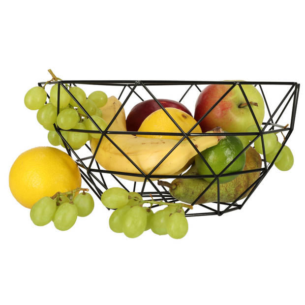 Ikonka Aluminium Fruitschaal 26 cm Zwart - Ronde Fruitmand