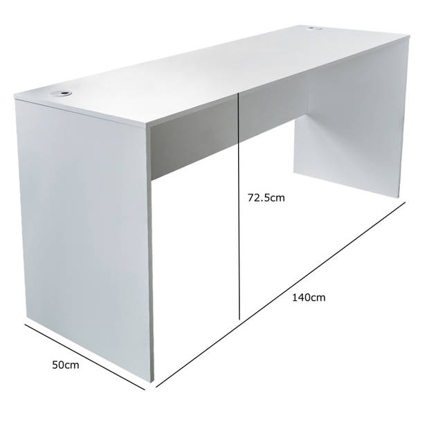 Bureau - laptoptafel - 140 cm breed en 50 cm diep - wit