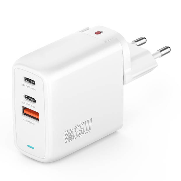 4smarts GaN Flex 65W Adapter 2x USB-C + 1x USB-A Wit