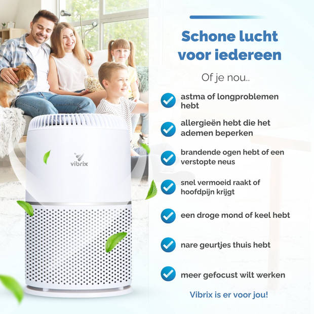 2X Vibrix Luchtreiniger Woonkamer - 50m2 - HEPA Filter - Ionisator - Luchtfilter - Air Purifier - Air Cleaner - Vortex20