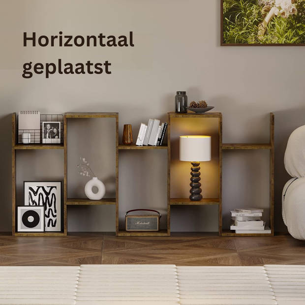 Zenzee – Boekenkast – Vakkenkast – Roomdivider – Opbergkast – Kast Industrieel - Bruin