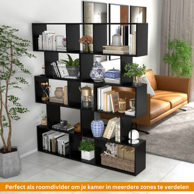 Zenzee – Boekenkast – Vakkenkast – Roomdivider – Opbergkast – Kast - Zwart