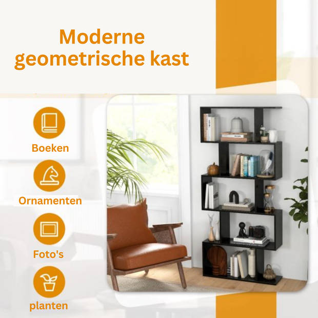 Zenzee – Boekenkast – Vakkenkast – Roomdivider – Opbergkast – Kast - Zwart