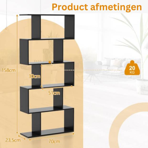 Zenzee – Boekenkast – Vakkenkast – Roomdivider – Opbergkast – Kast - Zwart