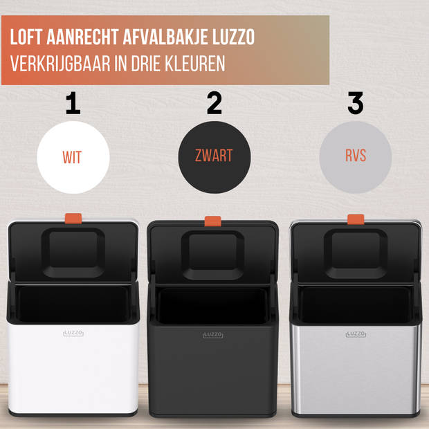 Luzzo® Loft Groente Afvalbak Mat RVS - Aanrecht Afvalbakje 5 liter met Uitneembare Binnenbak - Zilver