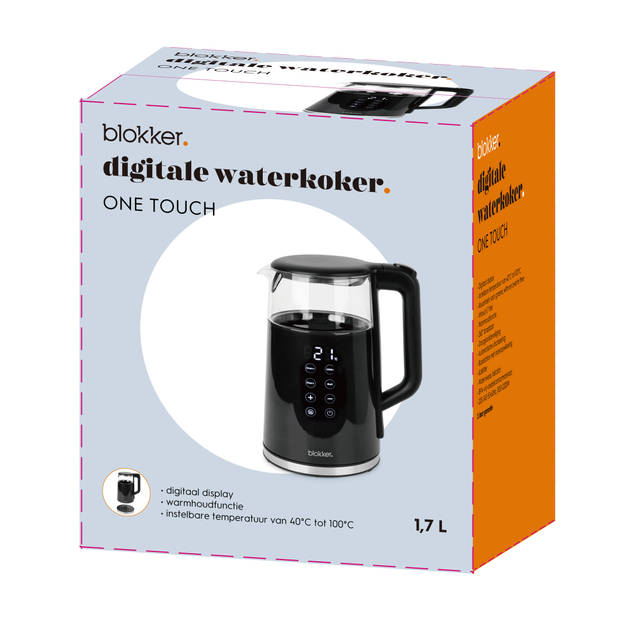 Blokker One Touch Waterkoker - 1,7 liter - Zwart