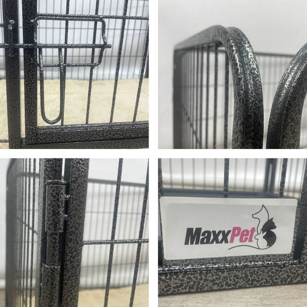 MaxxPet Puppyren met bodemplaat - Hondenbench - 107x71x73 cm - Zwart
