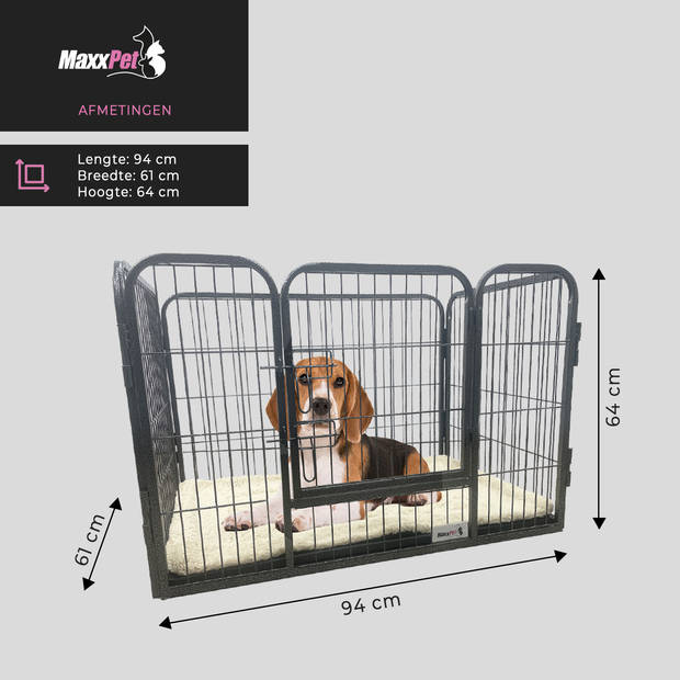 MaxxPet Puppyren met bodemplaat - Hondenbench - 93x61x63 cm - Zwart