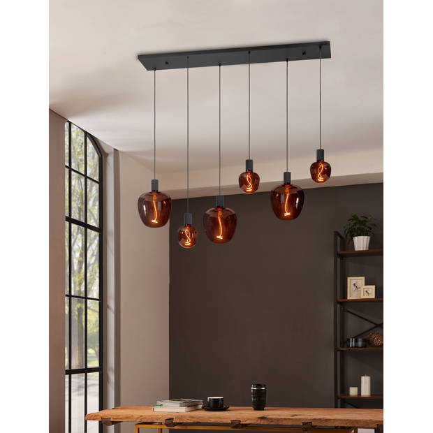 EGLO Nogalte hanglamp - E27 - 130 cm - Rechthoek - Zwart