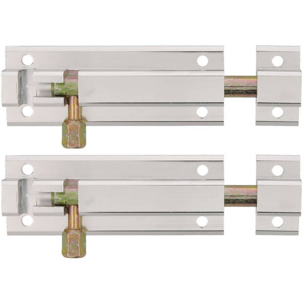 AMIG schuifslot - 2x - aluminium - 8 cm - zilver - deur - schutting - raam  - Grendels