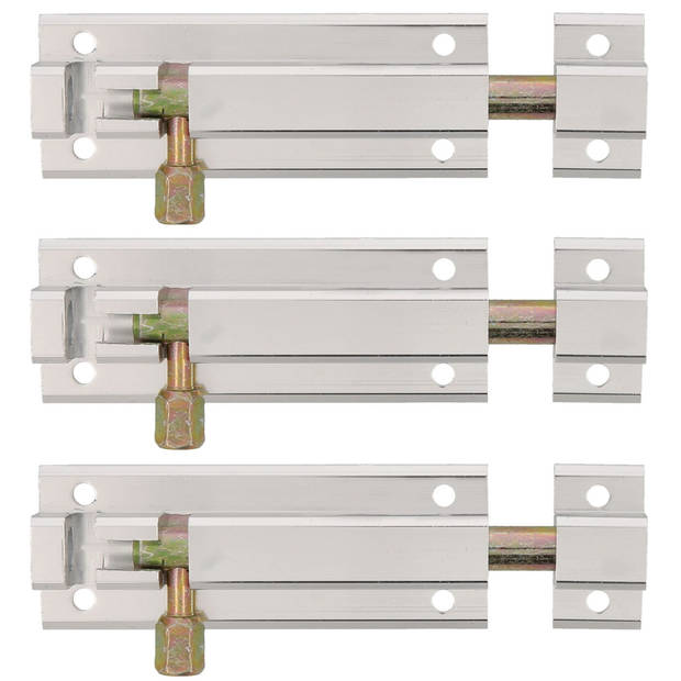 AMIG schuifslot - 3x - aluminium - 6 cm - zilver - deur - schutting - raam - Grendels