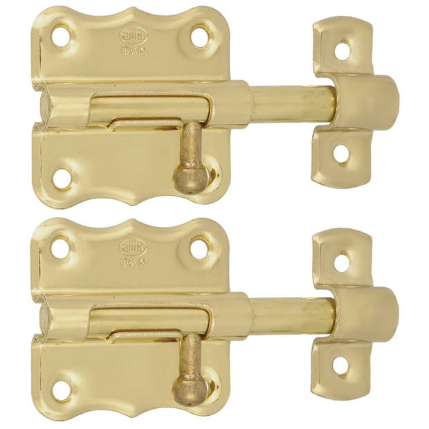 AMIG schuifslot/plaatgrendel - 4x - staal - 4 x 3.8 cm - messing afwerking - goud - deur - poort - Grendels