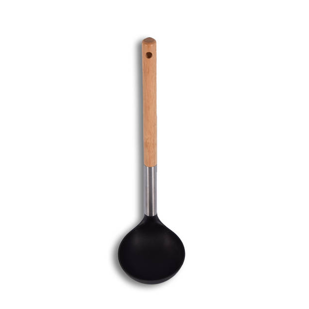 Soup spoon Serving spoon Silver & Black Kitchenware wood, stainless steel, nylon Sauce spoon 31.5cm*9cm