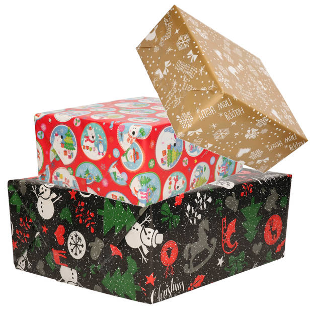 6x Rollen Kerst inpakpapier/cadeaupapier 2,5 x 0,7 meter - Cadeaupapier