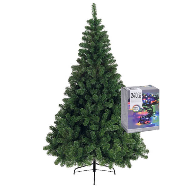 Kerstboom 180 Cm Incl. Kerstverlichting Lichtsnoer Gekleurd ...