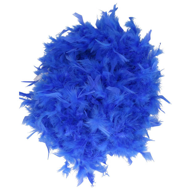 Boa kerstslinger - blauw - 180 cm - veren - kerstboomversiering - Kerstslingers