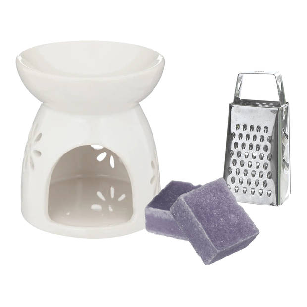 Amberblokjes/geurblokjes cadeauset - lavendel - inclusief geurbrander en mini rasp - Geurbranders