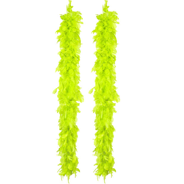 Boa kerstslingers met veren - neon groen - 180 cm - 50 gram - kerstversiering - Kerstslingers