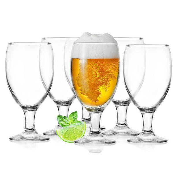 Glasmark Bierglazen - 6x - op voet - 500 ml - glas - speciaal bier - Bierglazen