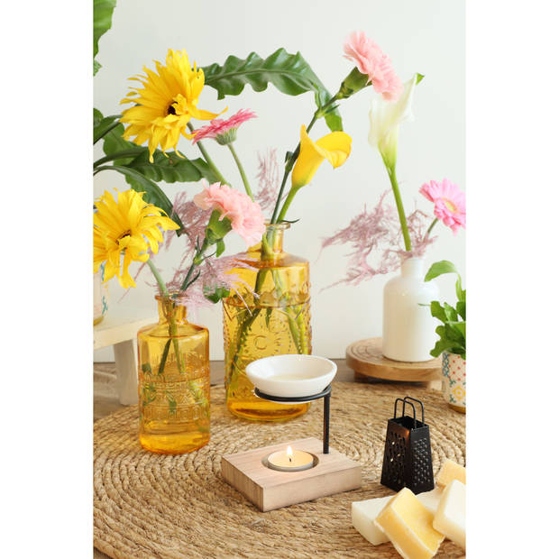 Ideas4seasons Amberblokjes/geurblokjes cadeauset - roos geur - inclusief geurbrander - Geurbranders