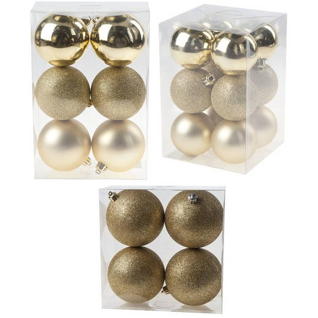 Kerstversiering set kerstballen goud 6 - 8 - 10 cm - pakket van 62x stuks - Kerstbal