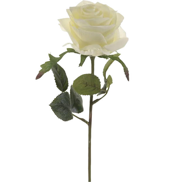 Emerald Kunstbloem roos Simone - 3x - wit - 45 cm - decoratie bloemen - Kunstbloemen