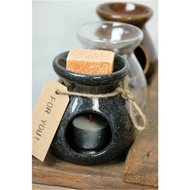 Ideas4seasons Amberblokjes/geurblokjes cadeauset - sandelhout geur - inclusief geurbrander - Geurbranders