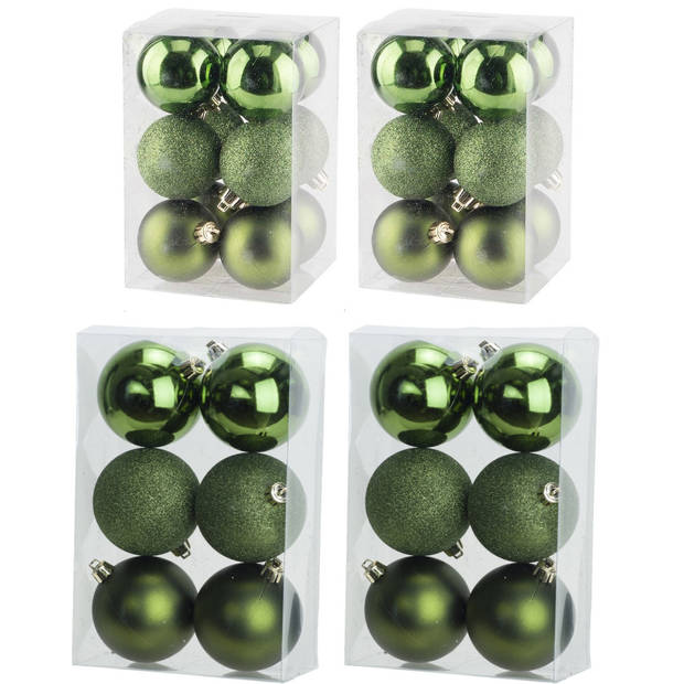 Kerstversiering set kerstballen appelgroen 6 en 8 cm - 36x stuks - Kerstbal