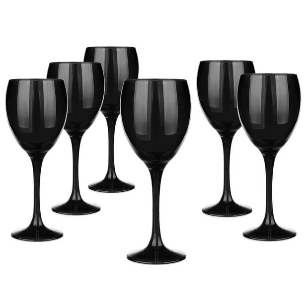 Glasmark Wijnglazen - 6x - Black collection - 300 ml - glas - Wijnglazen