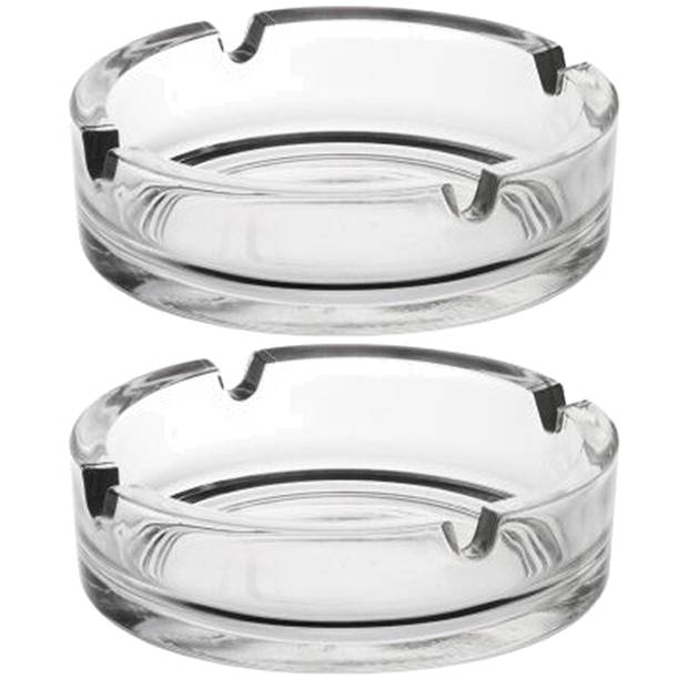 Glasmark Asbak - 2x - glas - D11 cm - transparant - voor binnen en buiten - Asbakken