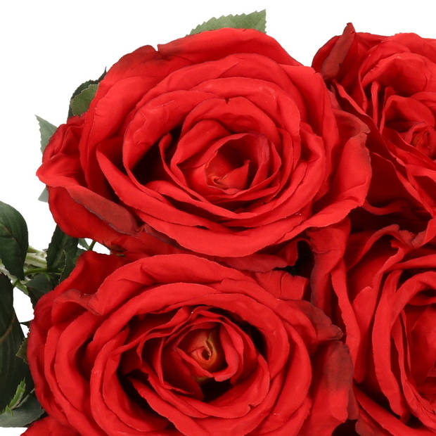 Top Art Kunstbloem roos Nova - 3x - rood - 75 cm - kunststof steel - decoratie bloemen - Kunstbloemen