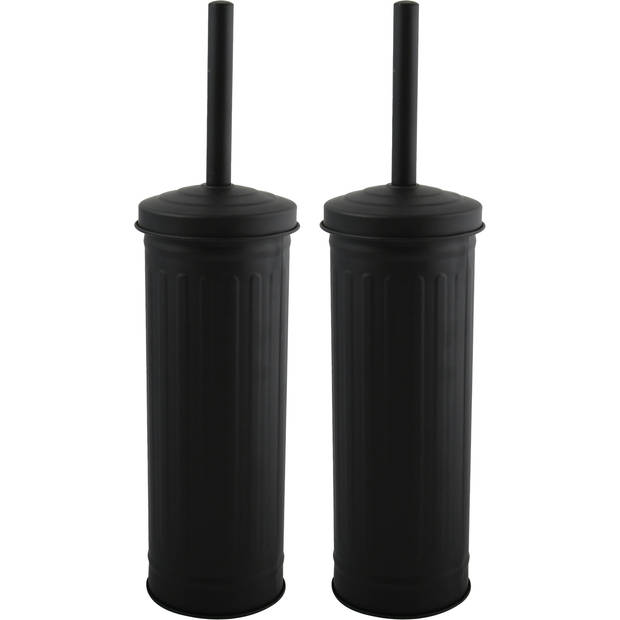 MSV Industrial Toilet/wc-borstel houder - 2x - metaal - zwart - 38 cm - Toiletborstels