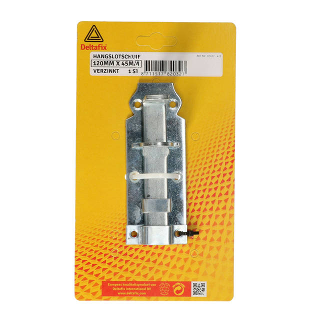 Deltafix schuifslot/hangslotschuif - 3x - 12 x 4.5cm - verzinkt staal - deur - schutting - hek - Grendels