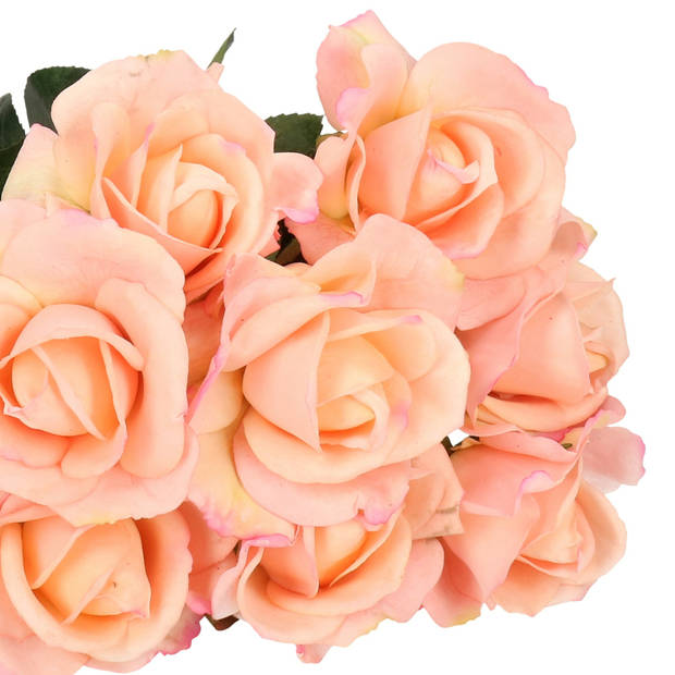 Top Art Kunstbloemen boeket roos Caroline - 10x - roze - 70 cm - zijde - decoratie bloemen - Kunstbloemen