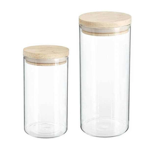 Set van 4x keuken voorraadbussen/potten glas 1.0 en 1.3 Liter inhoud - Voorraadpot