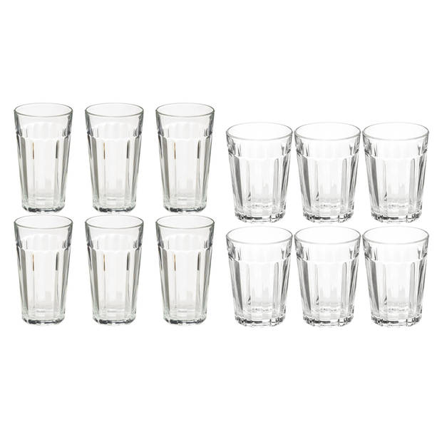 Set 12x stuks Lorenz-serie water/drink glazen 250 en 350 ml van glas - Drinkglazen