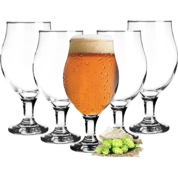 Glasmark Bierglazen - 6x - op voet - 500 ml - glas - speciaal bier - Bierglazen