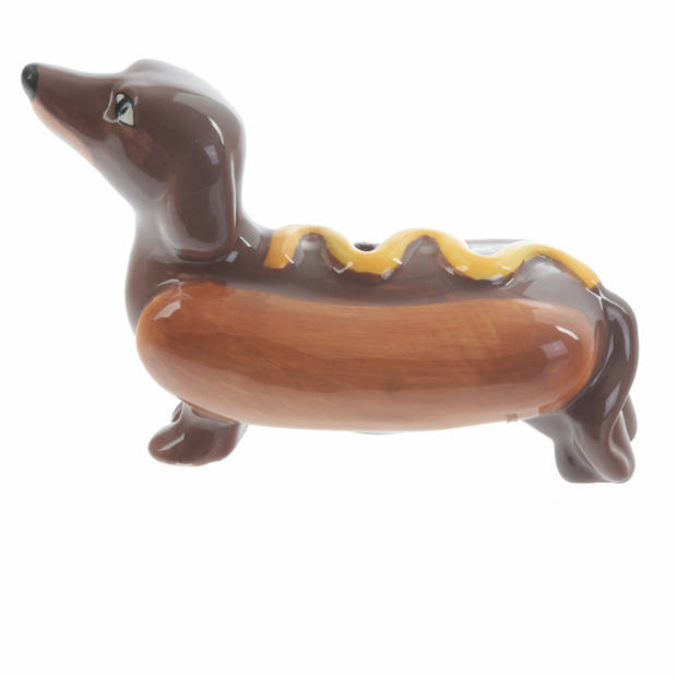 Puckator Peper en zout stel - hotdog hondje en mosterd - keramiek - cadeau setje - Peper en zoutstel