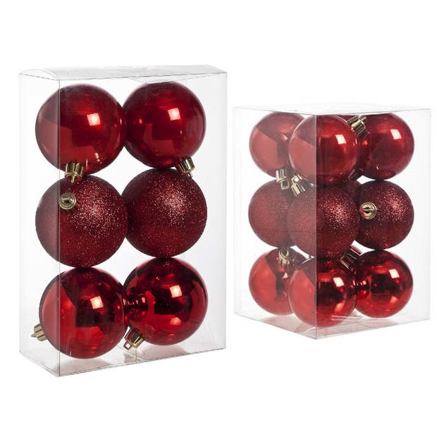 Kerstversiering set kerstballen rood 6 - 8 cm - pakket van 36x stuks - Kerstbal