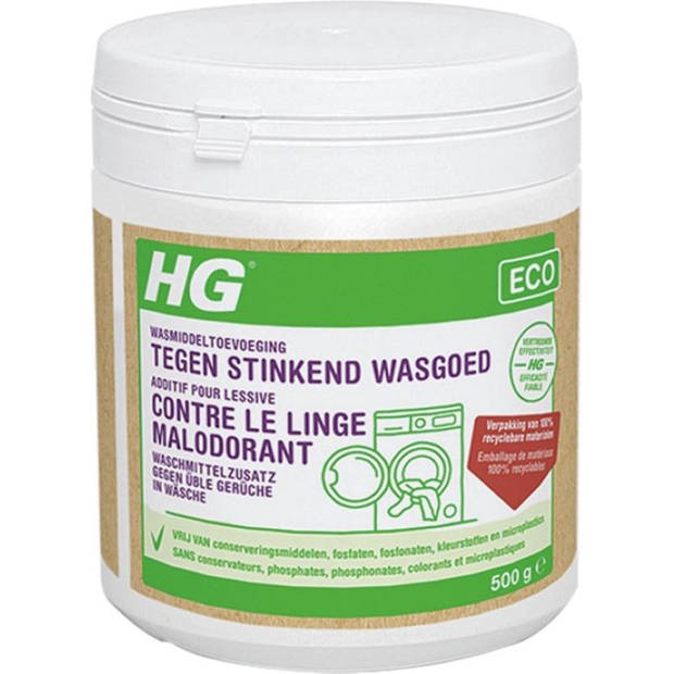 HG ECO wasmiddeltoevoeging tegen stinkend wasgoed - 2 Stuks! - 500g - de duurzame wasmiddeltoevoeging tegen alle nare ge