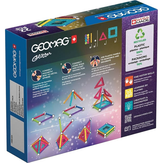 Geomag Glitter Panelen Set Recycled - 22-delig