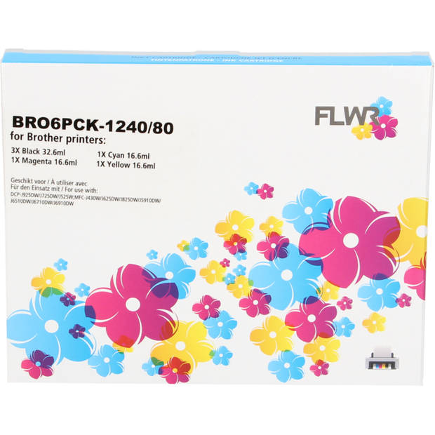 FLWR Brother LC-1240 Megapack zwart en kleur cartridge